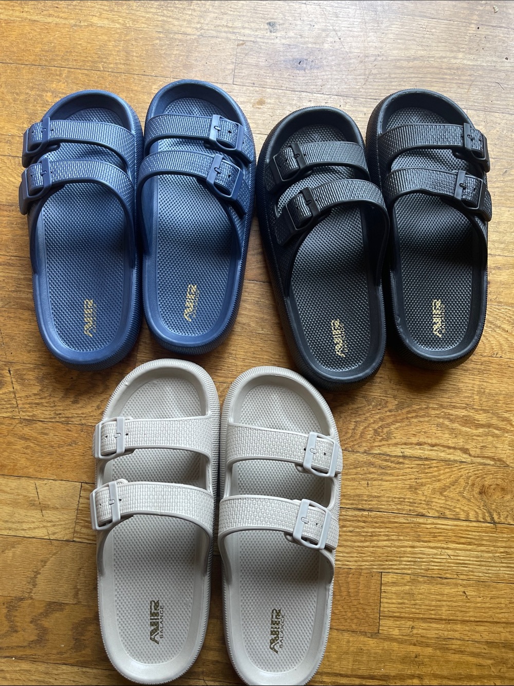 Cloud Slides - Men's Sandals Double-Strap in Navy, Black & Cream